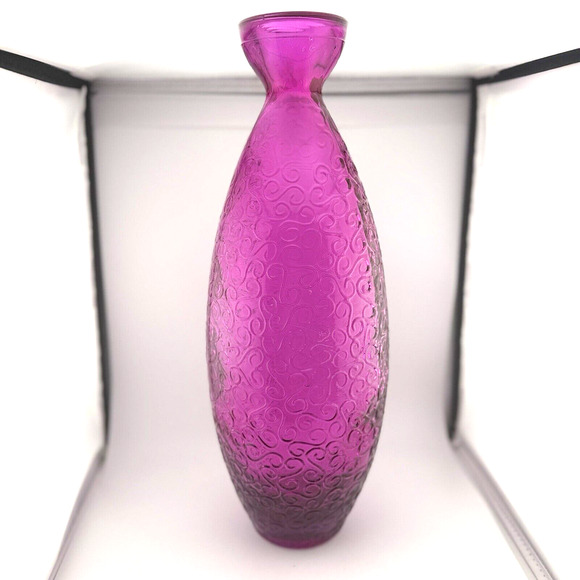HUGE Lafiore Fuchia Pink vase Handblown in Spain 16" - Picture 5 of 9